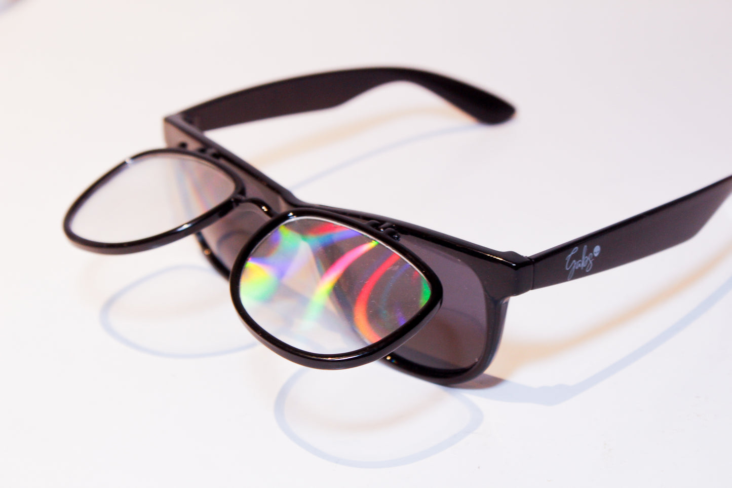 Black double lenses diffraction glasses